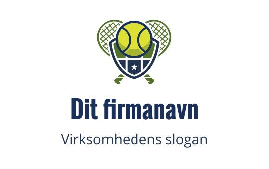 Lekent logo design med en tennisracket og ball i livlige farger