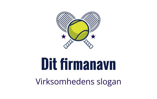 Moderne tennis logo med kryssede racketer og en gul ball