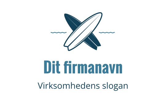 Stilig logo design med surfebrett, bølger og moderne typografi