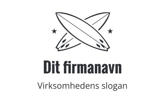 Minimalistisk logo med kryssete surfebrett og stjerner