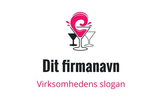 Lekent logo design med en rosa bølge over to cocktailglass