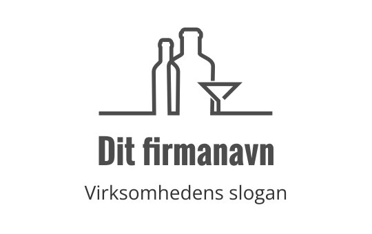 Minimalistisk logo med to flasker og et cocktailglass
