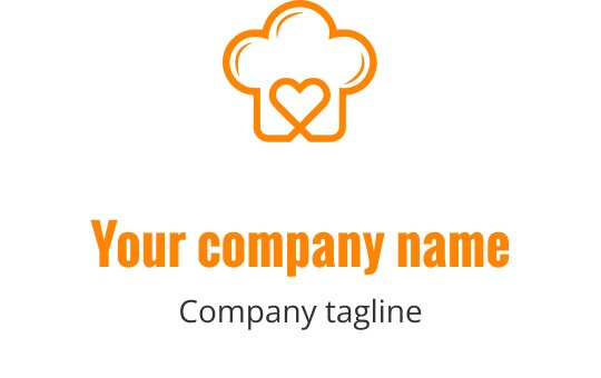 Lekent kokkehatt logo design med et hjerte i midten