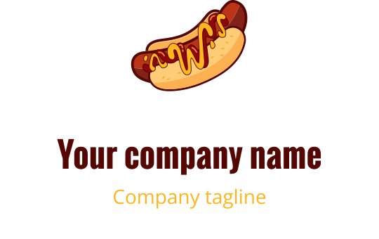 Lekent pølse logo design med sennep og brød