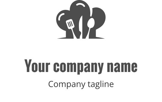 Logo design med kokkehatt og redskaper i minimalistisk stil