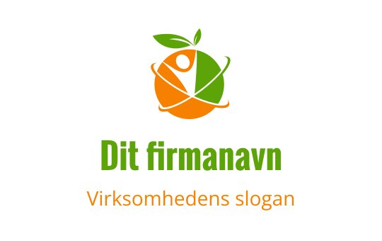 Fargerik logo med grønne blader og oransje sirkel-elementer