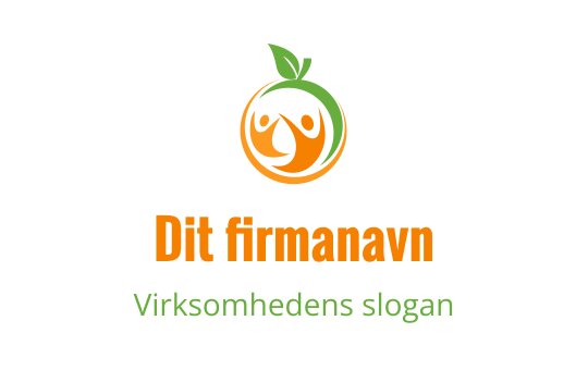 Leken oransje logo med to figurer og et blad