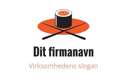 Sushi logo design med en rull på en oransje tallerken med spisepinner