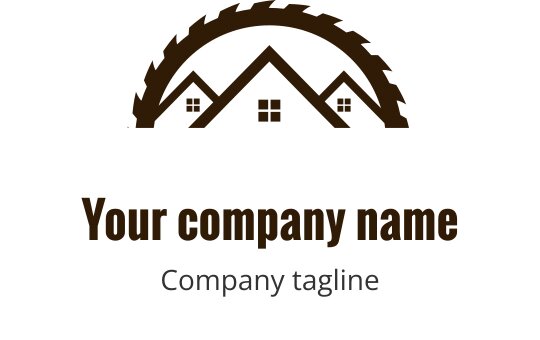 Moderne logo design med stiliserte hus og et sirkelsagblad-element