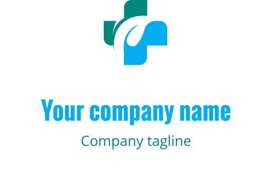 Moderne logo design med en stilisert kors og flytende linjer i teal