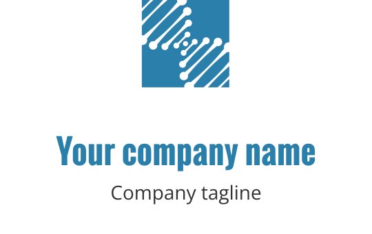Teal logo med sammenflettede DNA-strenger i moderne stil