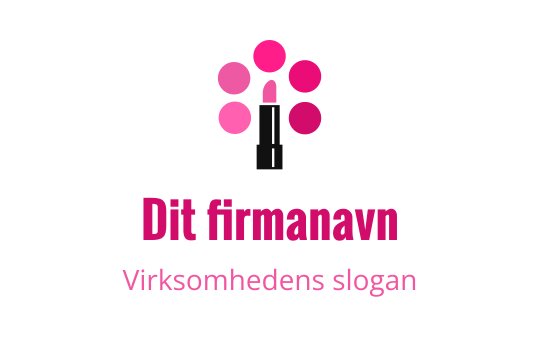 Fargerik logo med leppestift og sirkulære elementer i rosa