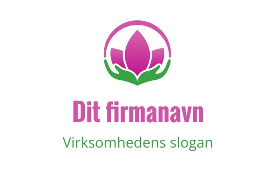 Elegant rosa lotus logo design med grønne hender og sirkulær omriss