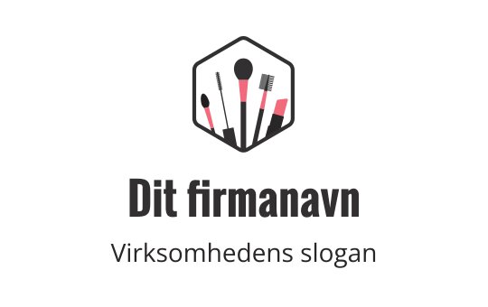 Stilig sekskantet logo design med sminkebørster i svart og rosa