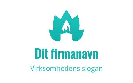 Moderne teal logo med flamme og stiliserte blader