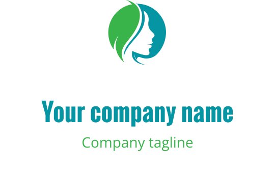 Moderne logo design med en profil silhuett i grønne og blå elementer
