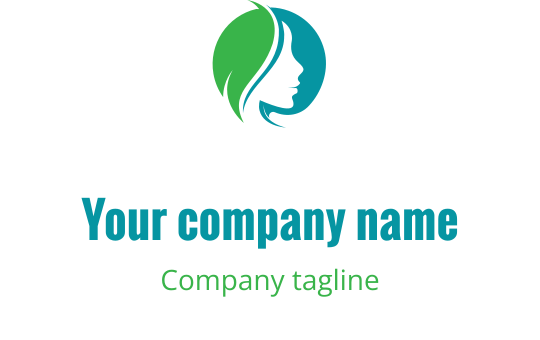 Moderne logo design med en profil silhuett i grønne og blå elementer