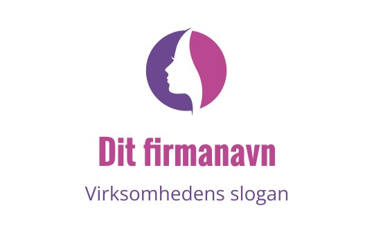 Elegant logo med en profil silhuett i lilla og rosa sirkler