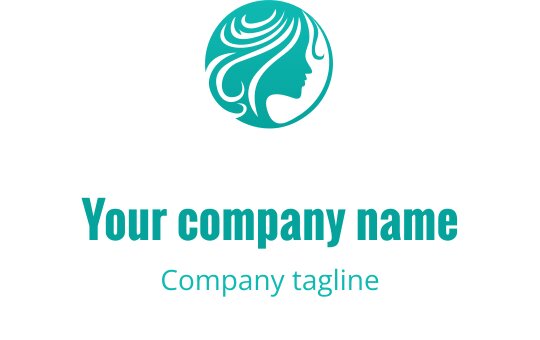 Elegant logo design med en kvinnes silhuett og flytende hår
