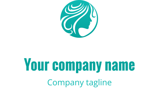 Elegant logo design med en kvinnes silhuett og flytende hår