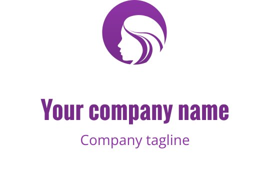Elegant lilla logo design med en stilisert silhuett av en kvinne