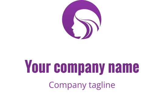 Elegant lilla logo design med en stilisert silhuett av en kvinne