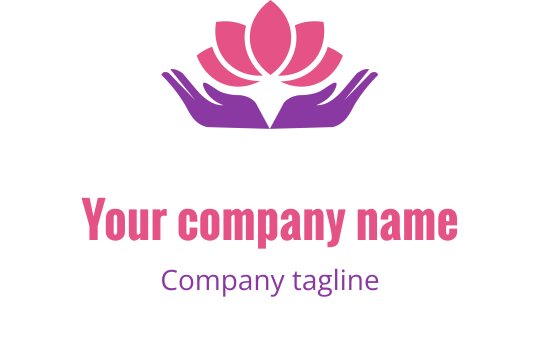 Elegant logo med en rosa lotus over to lilla hender