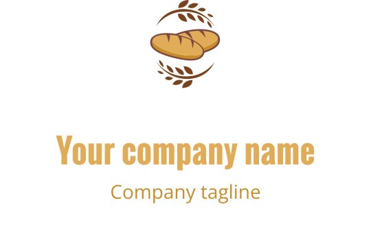 Elegant logo design med en stilisert brødlaft i brunt og gull