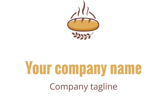 Elegant logo design med en stilisert brødlaft i brunt og gull