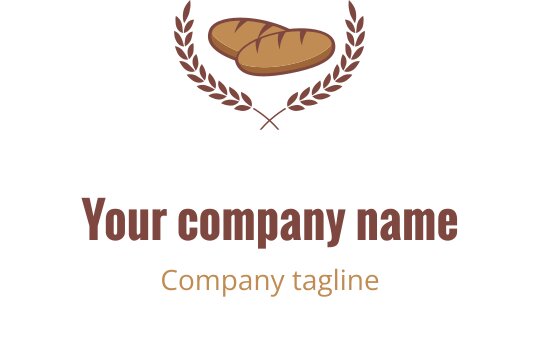 Elegant logo design med en stilisert brødlaft i brunt og gull