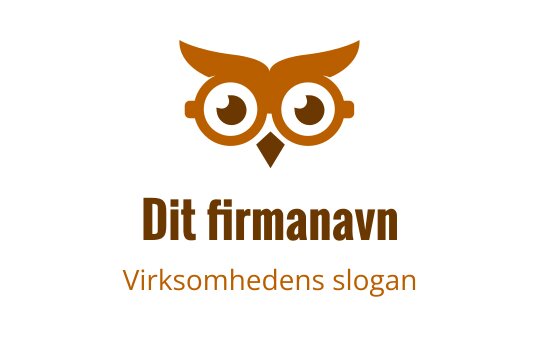 Lekent uglelogo med store øyne og varme brune toner