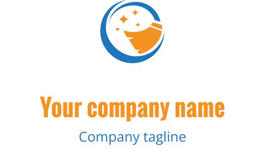 Moderne logo design med en halvmåne og stjerner i blått og oransje