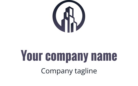 Moderne logo design med abstrakte bygninger i en sirkelform
