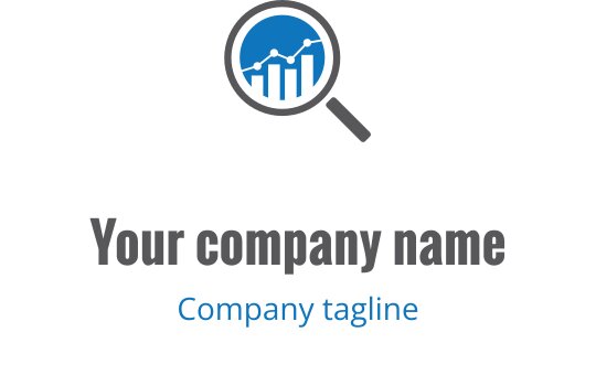 Moderne logo design med forstørrelsesglass og søylediagram-elementer