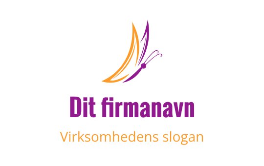 Elegant sommerfugl logo design med livlige oransje og lilla elementer