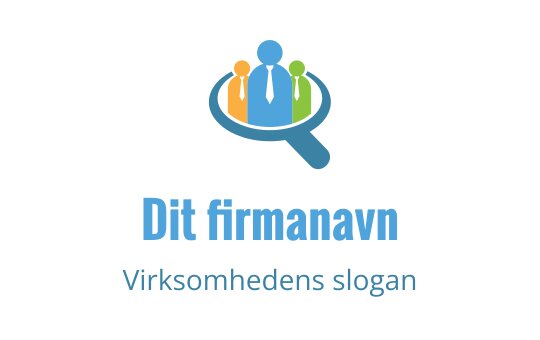 Moderne logo design med forstørrelsesglass og fargerike figurer