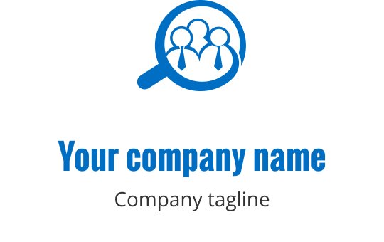 Profesjonell logo design med et forstørrelsesglass og tre figurer