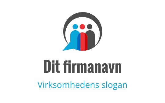 Moderne logo design med tre stiliserte figurer i blått og rødt