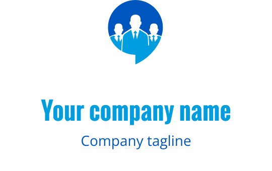 Profesjonell logo design med silhuetter av tre figurer i blåtoner