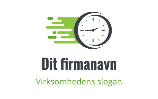 Dynamisk klokke logo design med grønne hastighetslinjer og fet tekst