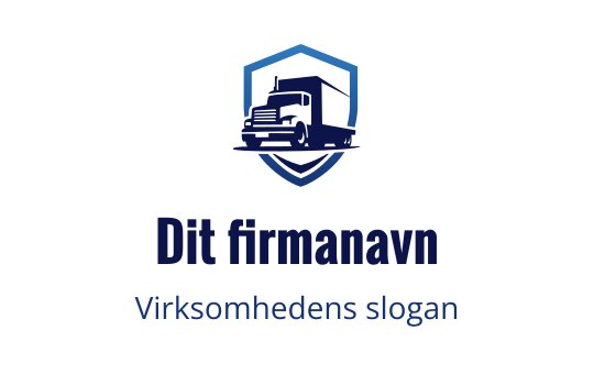 Fet lastebil logo design innenfor en blå skjoldkontur