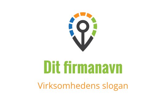 Moderne logo design av en plasseringstagg med sterke farger og fet typografi