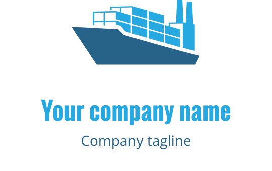 Logo design i teal og blå med en stilisert skipssilhuett