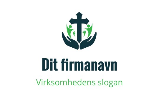 Moderne logo design med et kors og hender med grønne detaljer