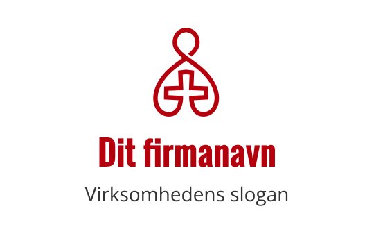 Stilisert rødt logo med sammenflettede former og kors