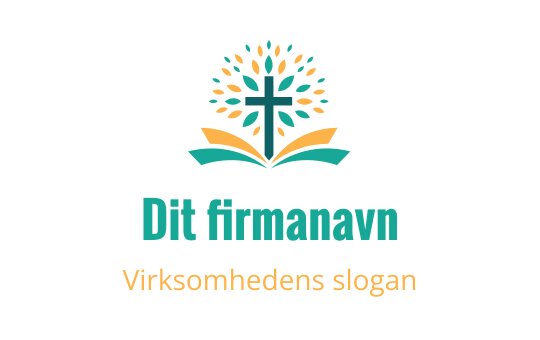 Fargerik logo med et tre, et kors og en åpen bok