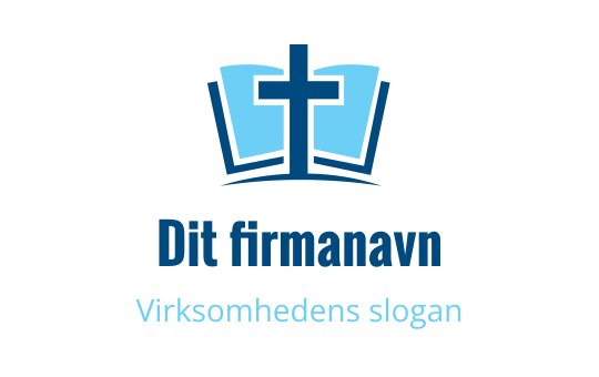 Moderne logo design med et kors over en åpen bok i blåtoner