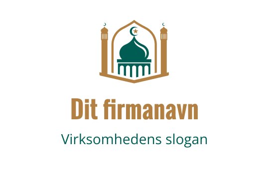 Elegant logo med silhuett av moské med minareter og halvmåne