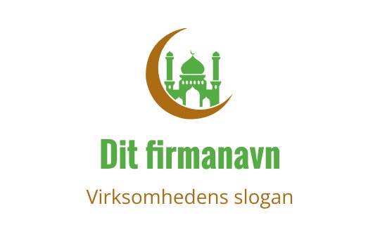 Elegant logo design av moské med en halvmåne og grønne detaljer
