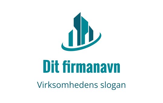 Moderne logo design med stiliserte blå skyskrapere og en buet linje